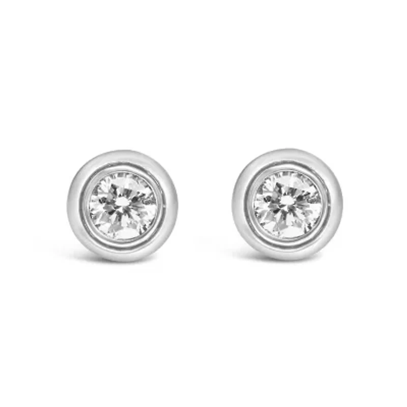 Lab Created .925 Sterling Silver 1/5 Ct Lab-Grown Diamond Modern Bezel- Stud Earring