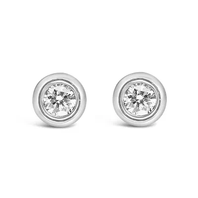 Lab Created .925 Sterling Silver 1/5 Ct Lab-Grown Diamond Modern Bezel- Stud Earring