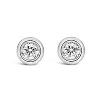 Lab Created .925 Sterling Silver 1/5 Ct Lab-Grown Diamond Modern Bezel- Stud Earring