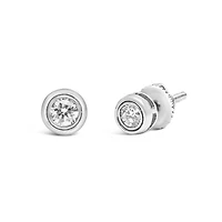 Lab Created .925 Sterling Silver 1/5 Ct Lab-Grown Diamond Modern Bezel- Stud Earring