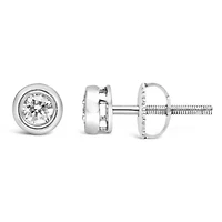 Lab Created .925 Sterling Silver 1/5 Ct Lab-Grown Diamond Modern Bezel- Stud Earring