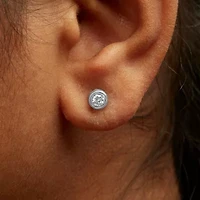 Lab Created .925 Sterling Silver 1/5 Ct Lab-Grown Diamond Modern Bezel- Stud Earring