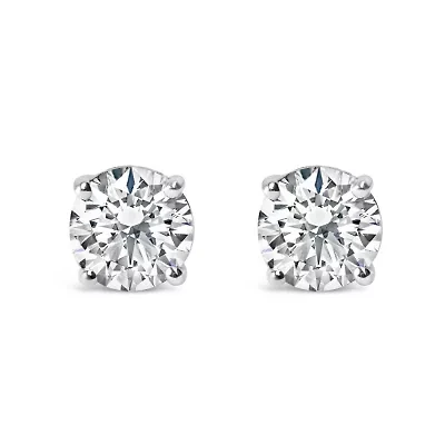 Lab Created Silver 1.0 Ct Lab Grown Diamond Classic Solitaire Stud Earrings