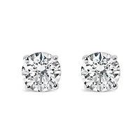 Lab Created Silver 1.0 Ct Lab Grown Diamond Classic Solitaire Stud Earrings