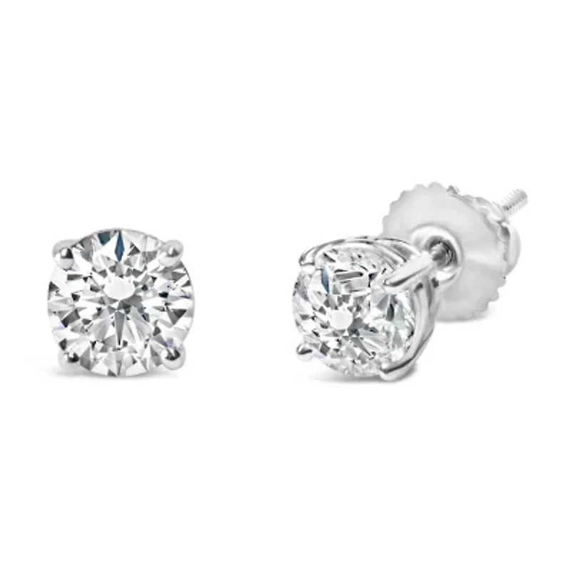 Lab Created Silver 1.0 Ct Lab Grown Diamond Classic Solitaire Stud Earrings