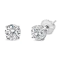 Lab Created Silver 1.0 Ct Lab Grown Diamond Classic Solitaire Stud Earrings