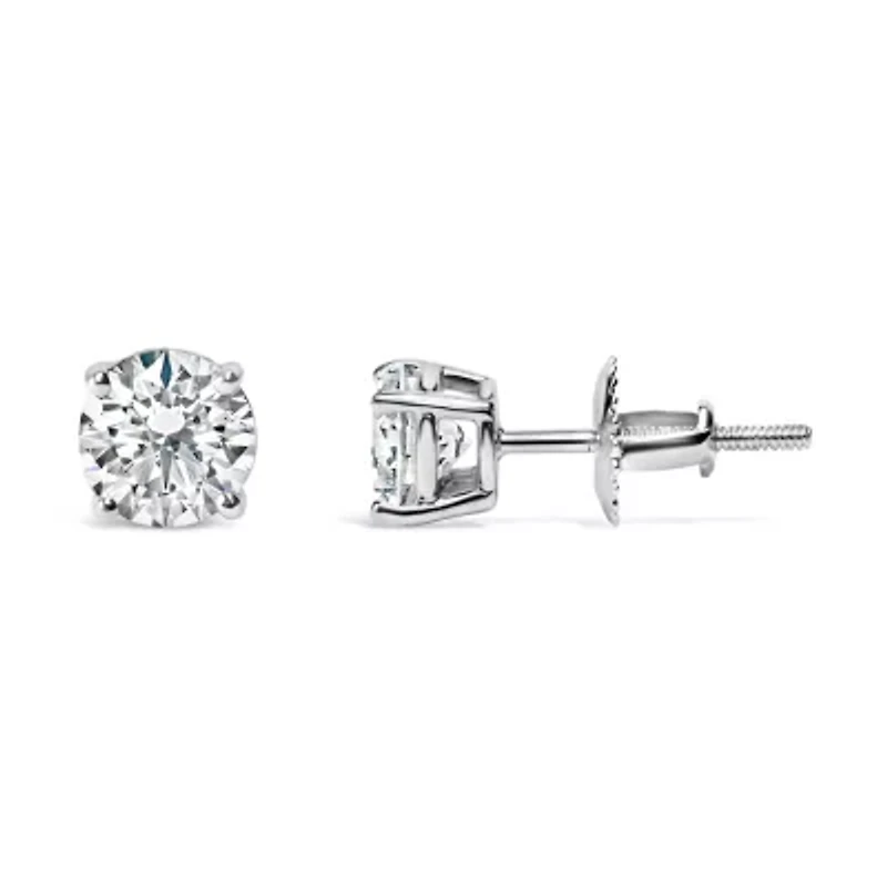 Lab Created Silver 1.0 Ct Lab Grown Diamond Classic Solitaire Stud Earrings