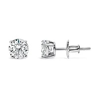 Lab Created Silver 1.0 Ct Lab Grown Diamond Classic Solitaire Stud Earrings