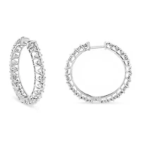 Silver 1/2 Ct Diamond Wire Cage Style Hoop Earring