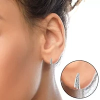 Silver 1 Ct Round Diamond Graduated Huggie Earrings