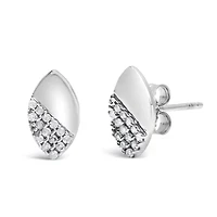 925 Sterling Silver 1/6 Ct Diamond and Mirror Polish Pear Shape Stud Earrings