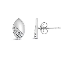 925 Sterling Silver 1/6 Ct Diamond and Mirror Polish Pear Shape Stud Earrings