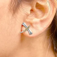 Silver Yellow Diamond Accent Dragonfly Stud Earrings