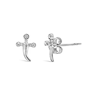 Silver Diamond Accent Knife Earrings