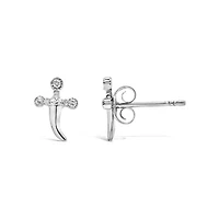 Silver Diamond Accent Knife Earrings
