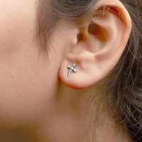 Silver Diamond Accent Knife Earrings