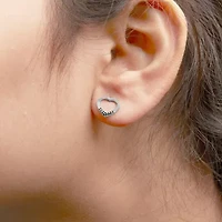 Silver Blue Diamond Accent Open Heart Stud Earrings