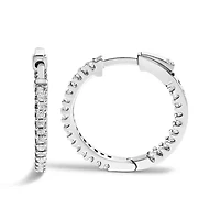 Silver 1/2 Ct Princess Diamond Inside Out Hoop Earrings