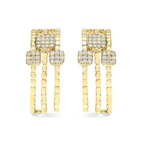 14K Yellow Gold Plated Silver 1/4 Cttw Diamond Link Dangle Stud Earrings