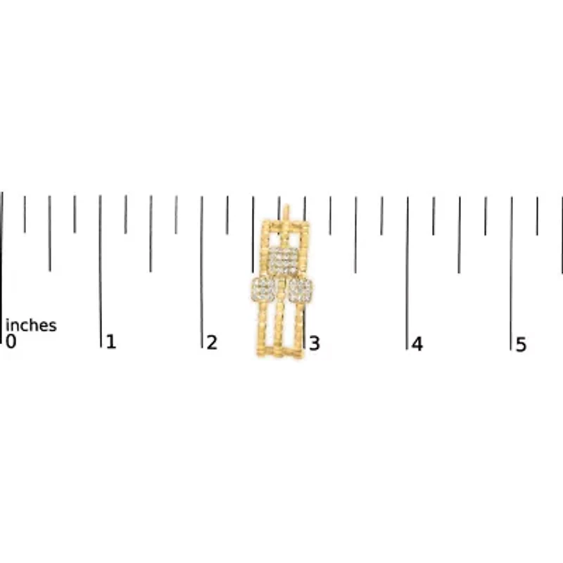 14K Yellow Gold Plated Silver 1/4 Cttw Diamond Link Dangle Stud Earrings
