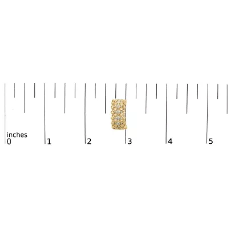 14K Yellow Gold Plated Sterling Silver 1/3 Cttw Diamond and Ball Bead J Hoop Earrings