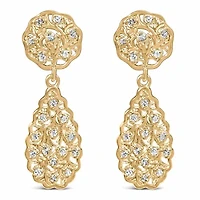 14K Yellow Gold PlatedSterling Silver 1/5 Cttw Diamond Teardrop Filigree Earrings