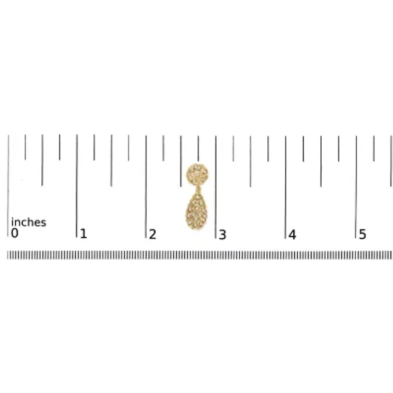 14K Yellow Gold PlatedSterling Silver 1/5 Cttw Diamond Teardrop Filigree Earrings