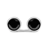 Silver 1 1/4 Ct Black Diamond Bezel- Stud Earrings with Screw Backs
