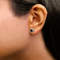 Silver 1.38 Ct Black Diamond Bezel- Stud Earrings with Screw Backs