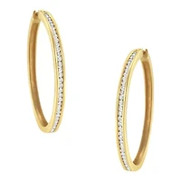 10KT Yellow Gold 1 cttw Slim Diamond Hoop Earrings