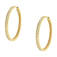 10KT Yellow Gold 1 cttw Slim Diamond Hoop Earrings