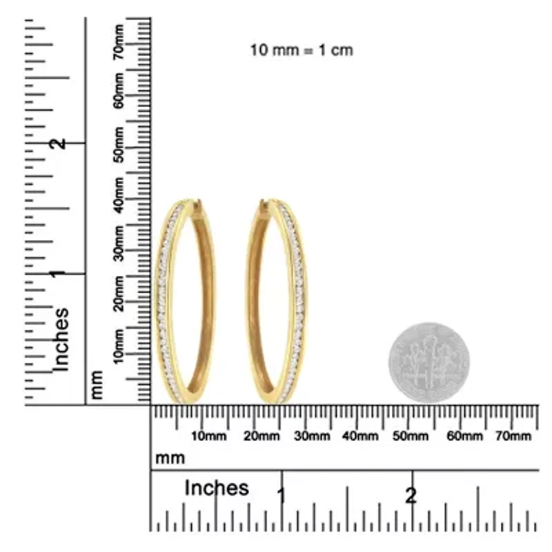 10KT Yellow Gold 1 cttw Slim Diamond Hoop Earrings