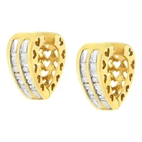 10K Yellow Gold 1/2 Ct Diamond Huggy Heart Hoop Earrings