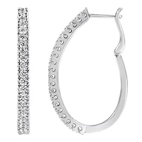 10KT White Gold 1 Ct Diamond Hoop Earrings