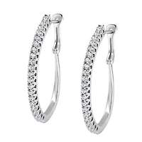 10KT White Gold 1 Ct Diamond Hoop Earrings