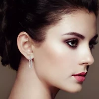 10KT White Gold 1 Ct Diamond Hoop Earrings