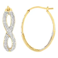 10K Yellow and White Gold 1/4 Ct Diamond Double Infinity Hoop Earrings