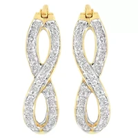 10K Yellow and White Gold 1/4 Ct Diamond Double Infinity Hoop Earrings