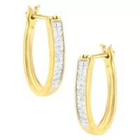 10K Yellow Gold 1/2 Ct Invisible Princess Hoop Earrings