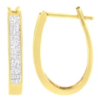 10K Yellow Gold 1/2 Ct Invisible Princess Hoop Earrings