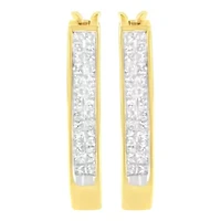 10K Yellow Gold 1/2 Ct Invisible Princess Hoop Earrings