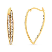 10K Yellow Gold 1/2 Ct RoundDiamond Modern Hoop Earrings