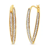 10K Yellow Gold 1/2 Ct RoundDiamond Modern Hoop Earrings