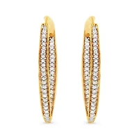 10K Yellow Gold 1/2 Ct RoundDiamond Modern Hoop Earrings
