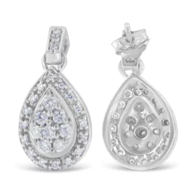 10k White Gold Round Diamond Earrings