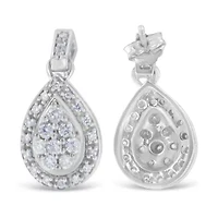 10k White Gold Round Diamond Earrings