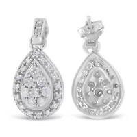 10k White Gold Round Diamond Earrings