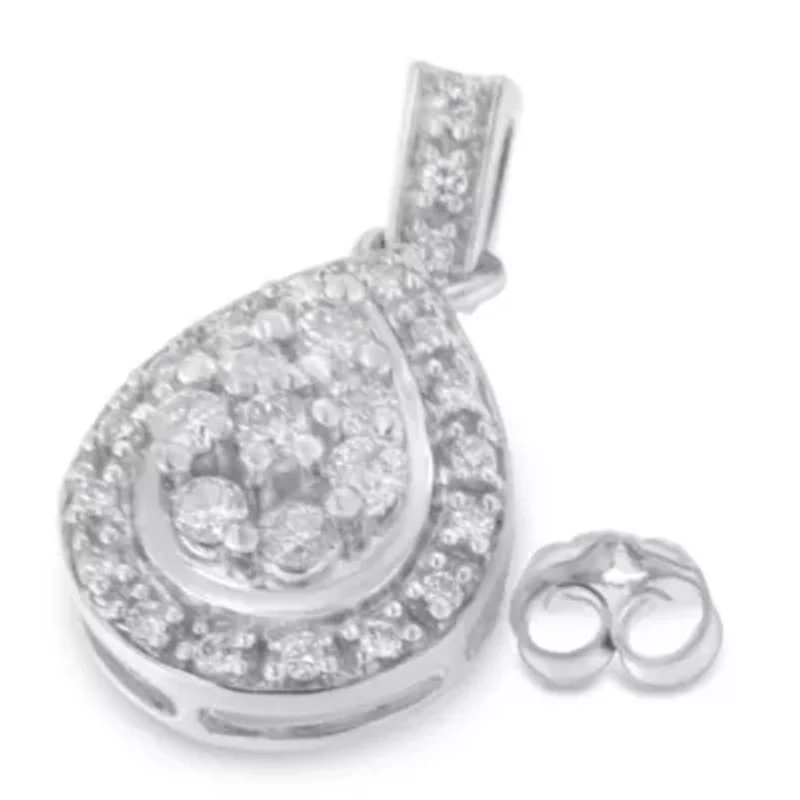 10k White Gold Round Diamond Earrings