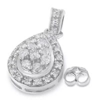 10k White Gold Round Diamond Earrings