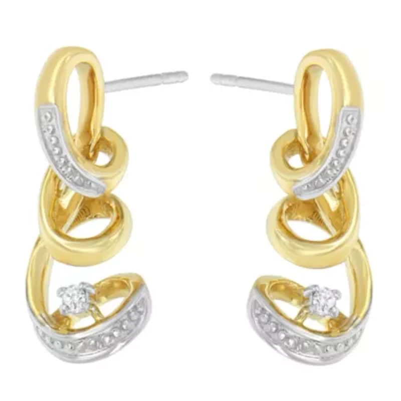 Espira 10K Two Tone Gold Round Diamond Earring